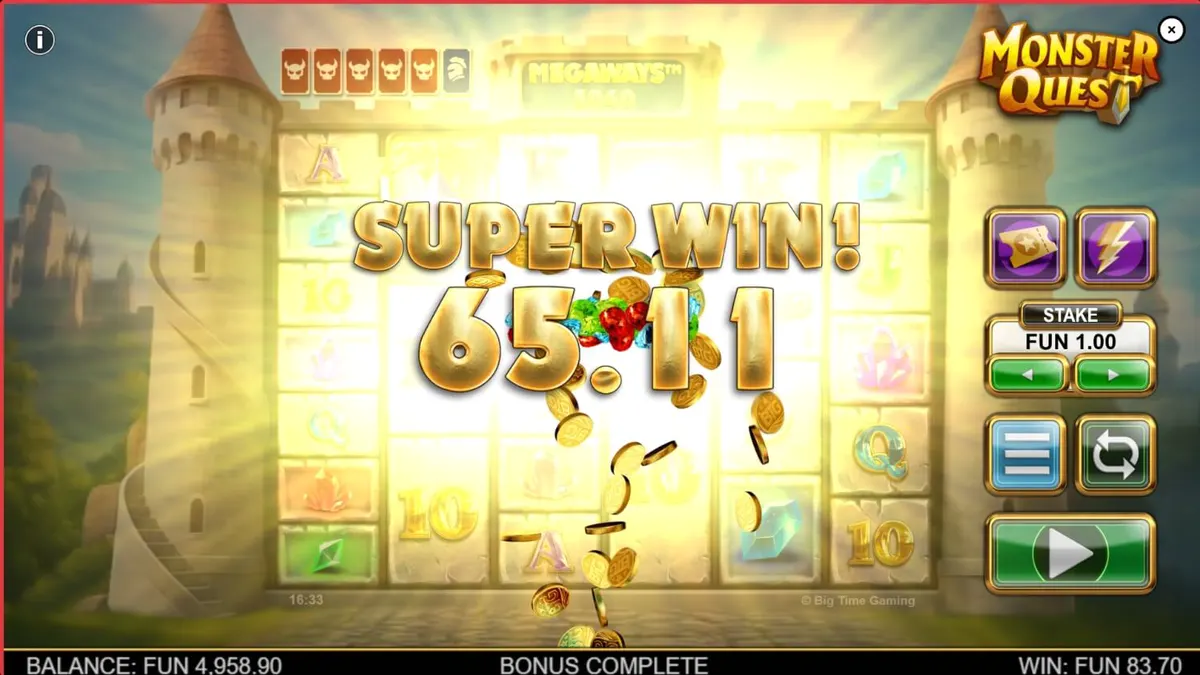 Cavaleiro medieval enfrentando monstros em um slot de fantasia Megaways