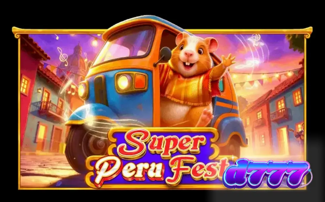 Cena vibrante do jogo Super Peru Fest com elementos culturais sul-americanos